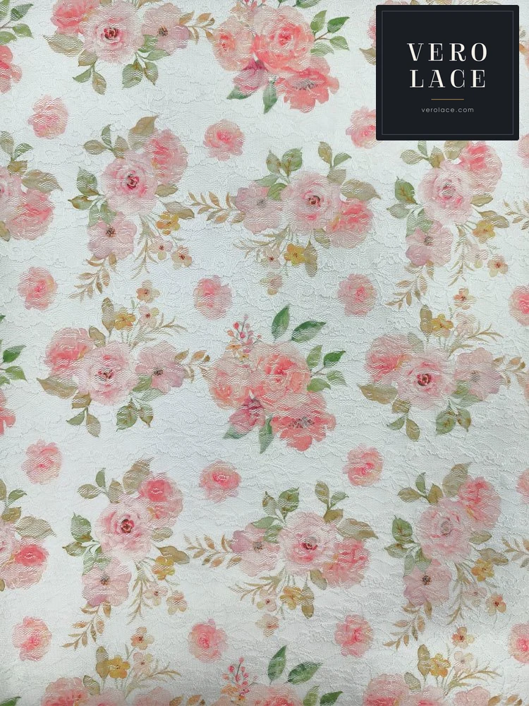 Printed Lace, Poly-Spandex Floral — VL-PR-0131