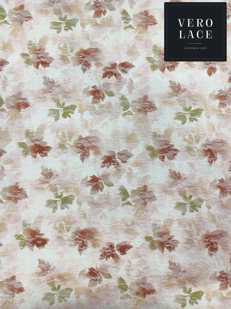 Printed Lace, Poly-Spandex Floral — VL-PR-0132