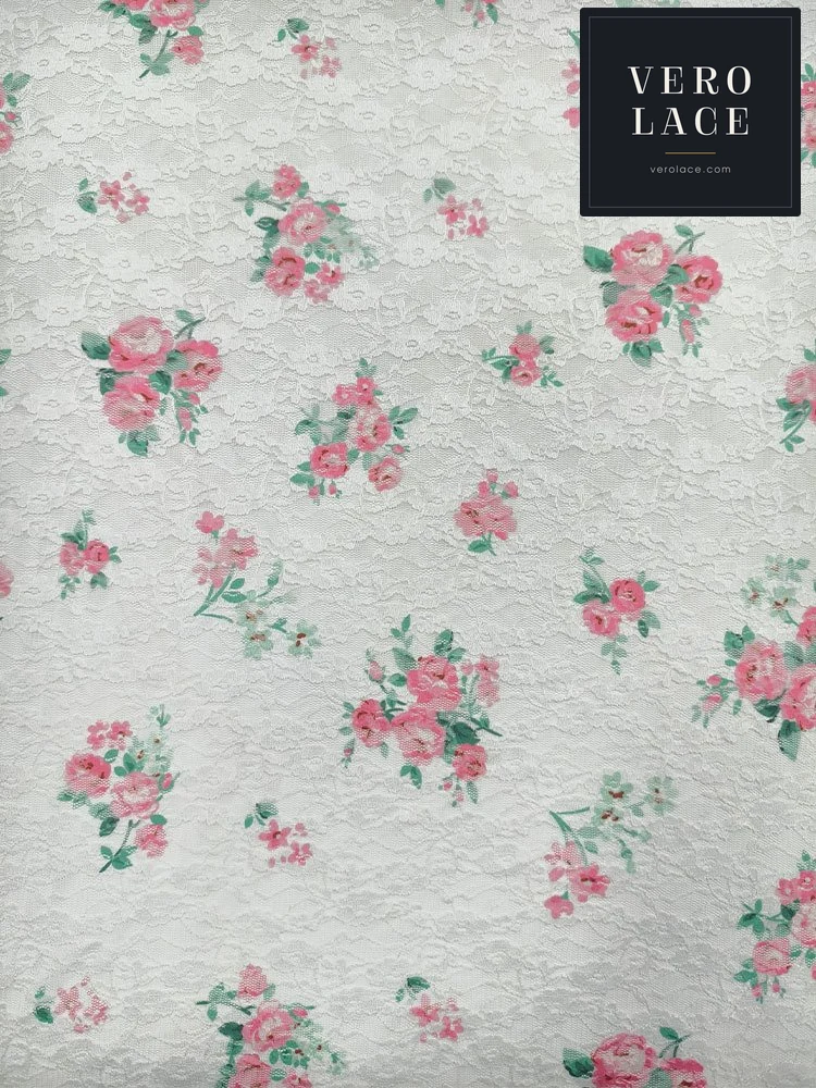 Printed Lace, Poly-Spandex Floral — VL-PR-0139