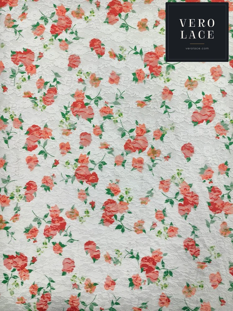 Printed Lace, Poly-Spandex Floral — VL-PR-0142