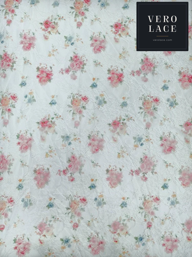 Printed Lace, Poly-Spandex Floral — VL-PR-0146
