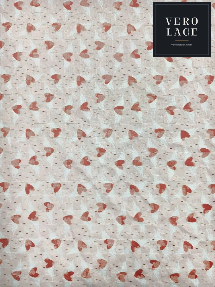 Printed Lace, Poly-Spandex Heart Motif — VL-PR-0011