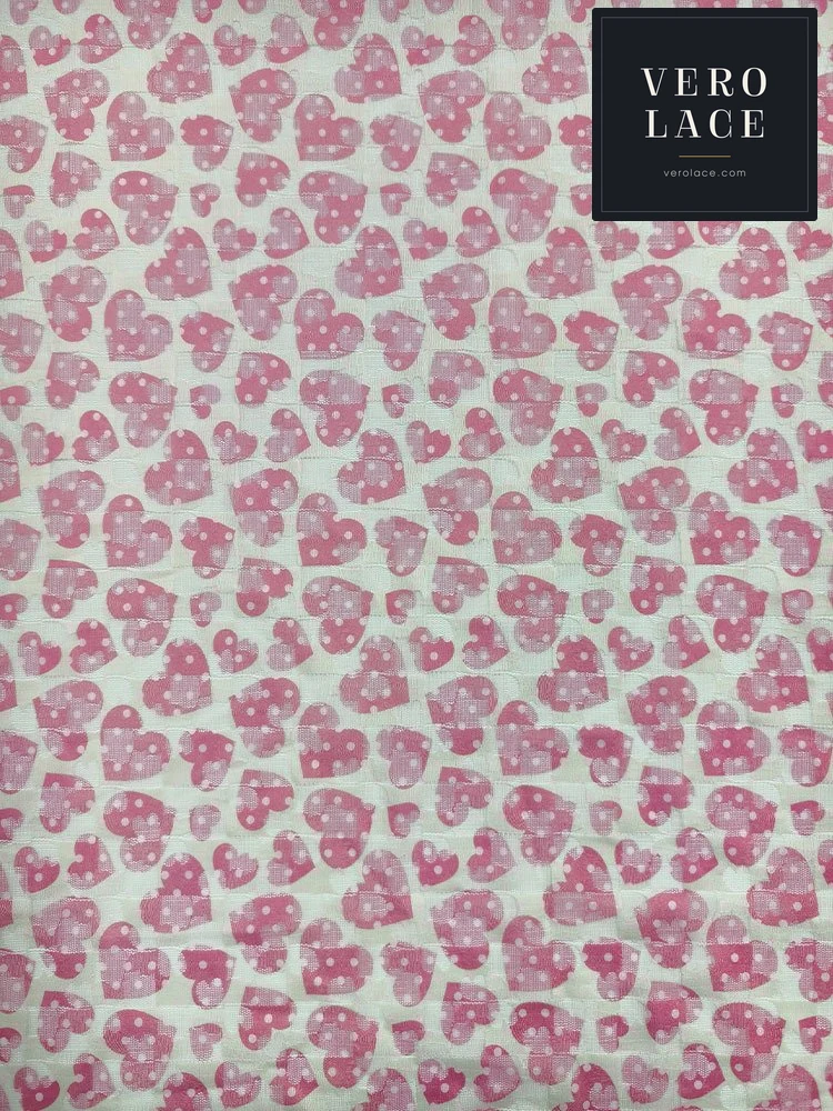 Printed Lace, Poly-Spandex Heart Motif — VL-PR-0014