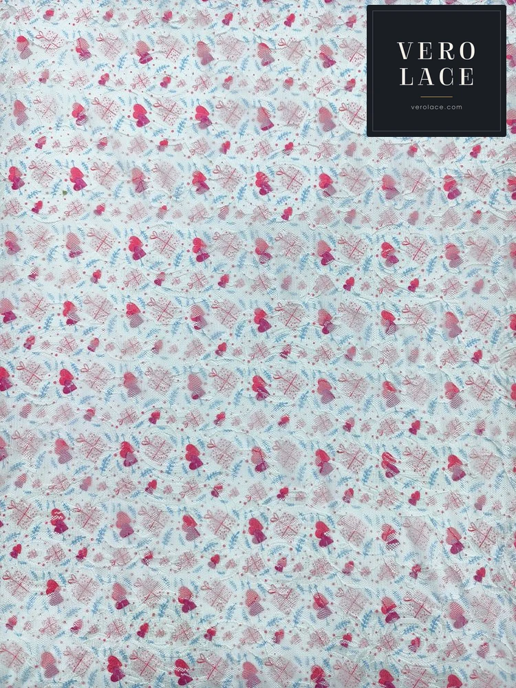 Printed Lace, Poly-Spandex Heart Motif — VL-PR-0062