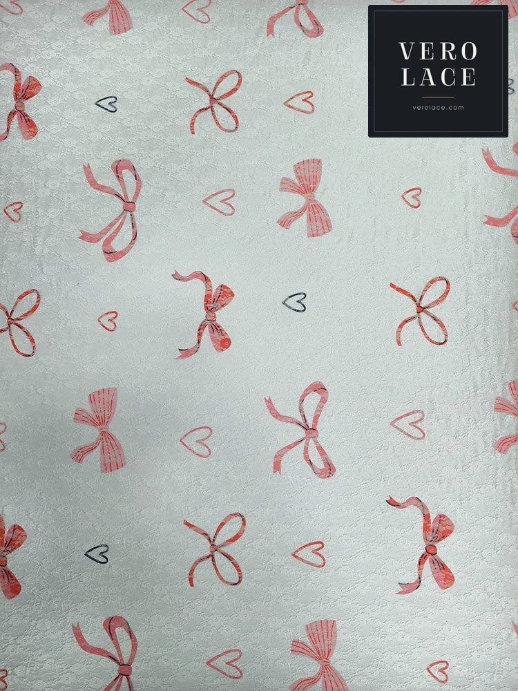 Printed Lace, Poly-Spandex Heart Motif — VL-PR-0102