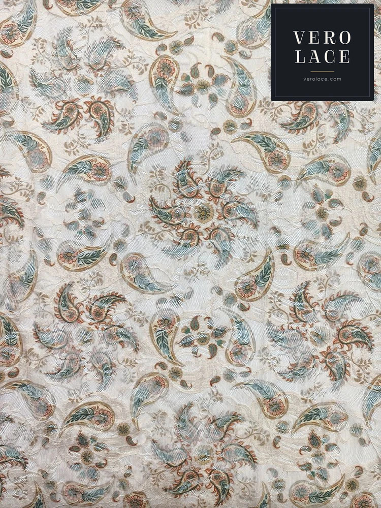 Printed Lace, Poly-Spandex Paisley — VL-PR-0057
