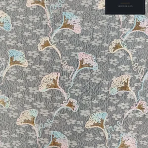 Sequin Lace, Apricot Ground Pink Blue Tree Leaf Gold — VL-SQ-0122
