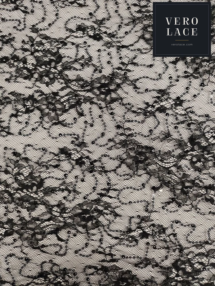 Sequin Lace, Black Colour Large & Small — VL-SQ-0039