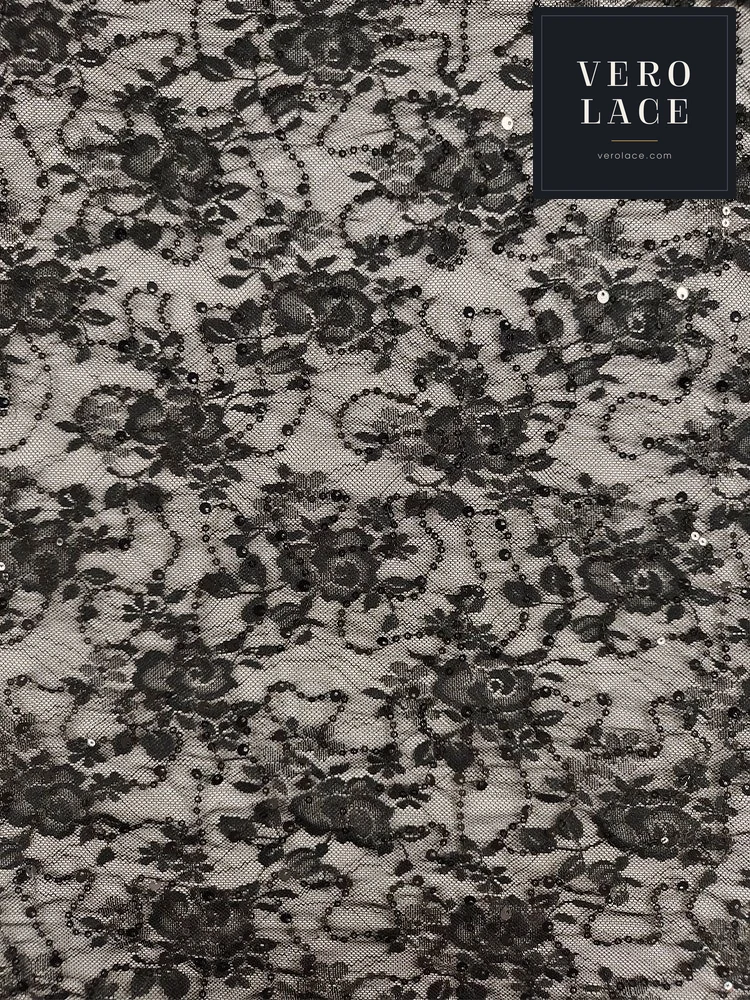 Sequin Lace, Black Colour Large & Small — VL-SQ-0058
