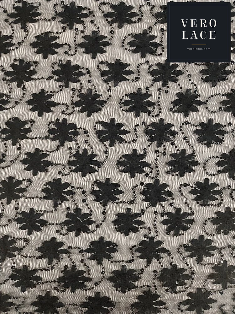 Sequin Lace, Black Colour Large & Small — VL-SQ-0095