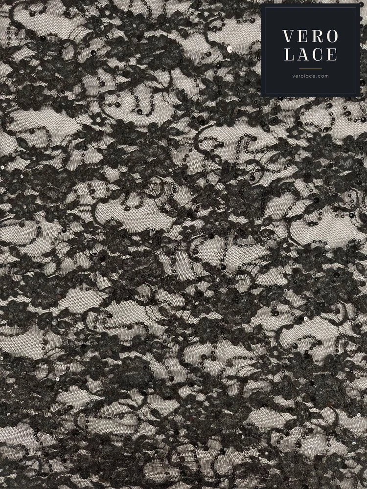Sequin Lace, Black Colour Large & Small — VL-SQ-0096