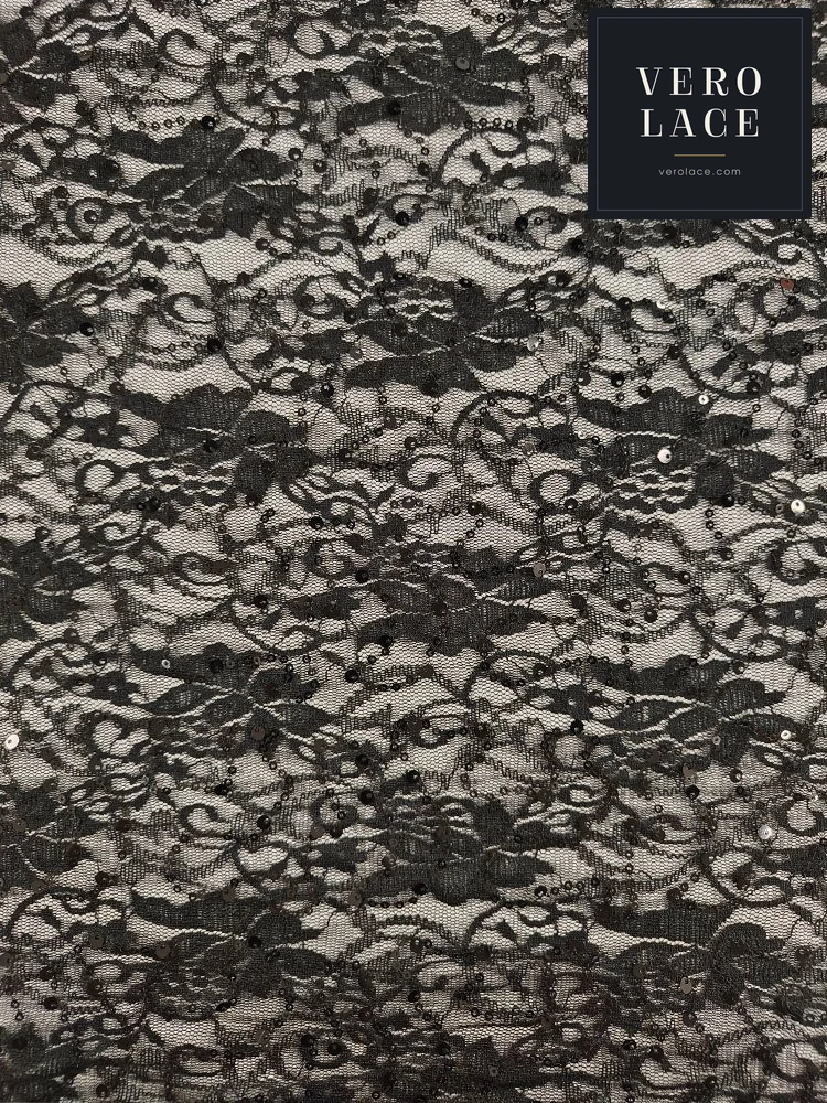 Sequin Lace, Black Colour Large & Small — VL-SQ-0101