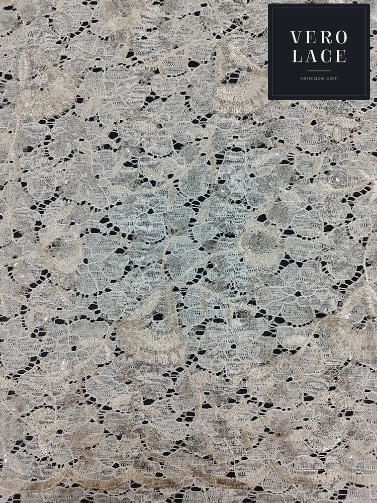 Sequin Lace, Embroidery Silver — VL-SQ-0111
