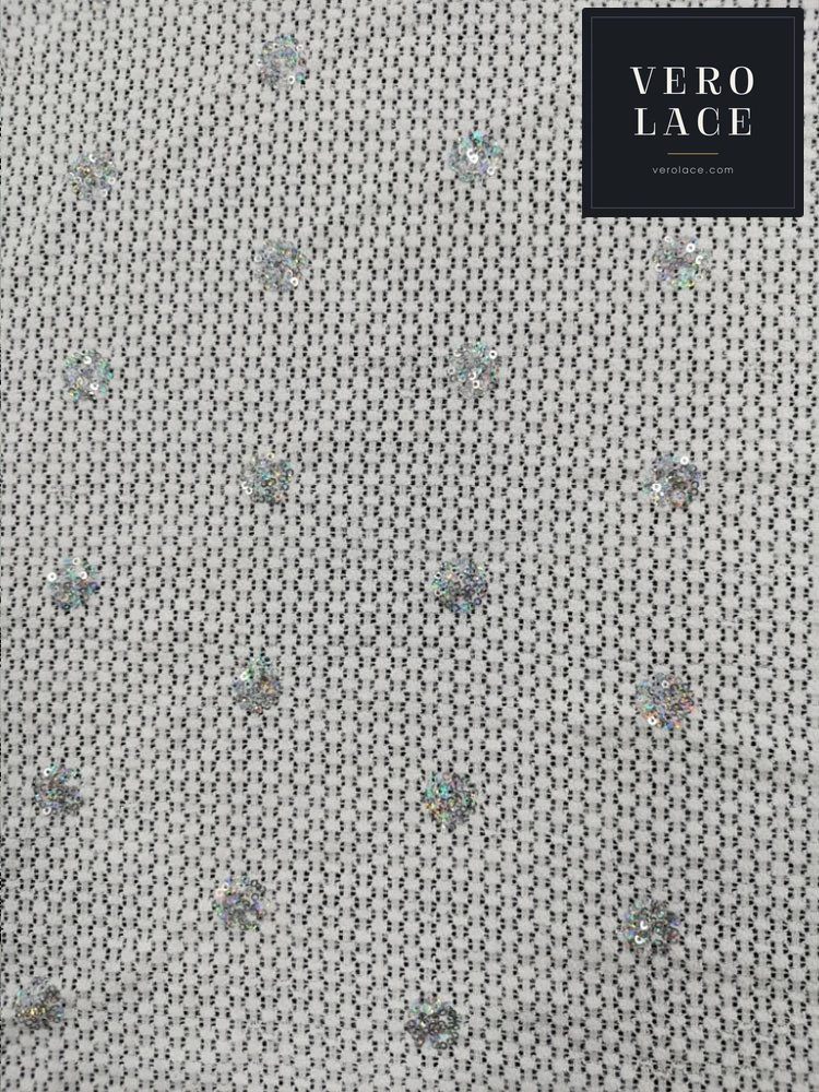 Sequin Lace, Feather Yarn Scalloped Edge — VL-SQ-0052