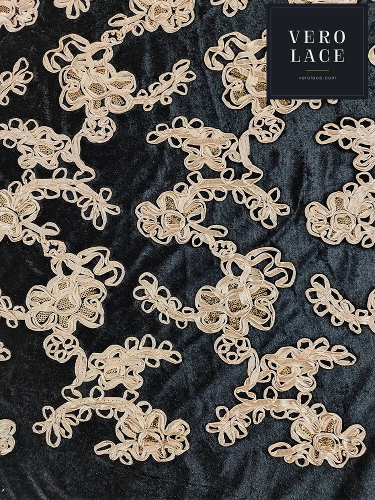 Sequin Lace, Velvet Soutache Braid — VL-SQ-0015